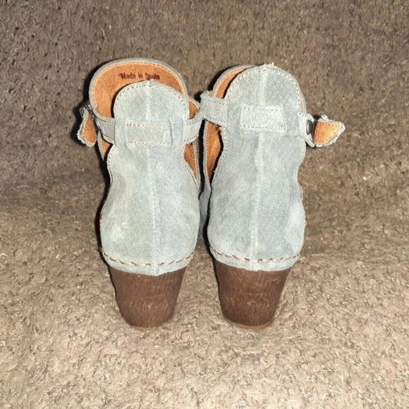 ART-Bye Bye Suela-Gray Blue Suede Booties-Buckle Ankle Strap-Sz 37-Near Mint - Picture 6 of 7
